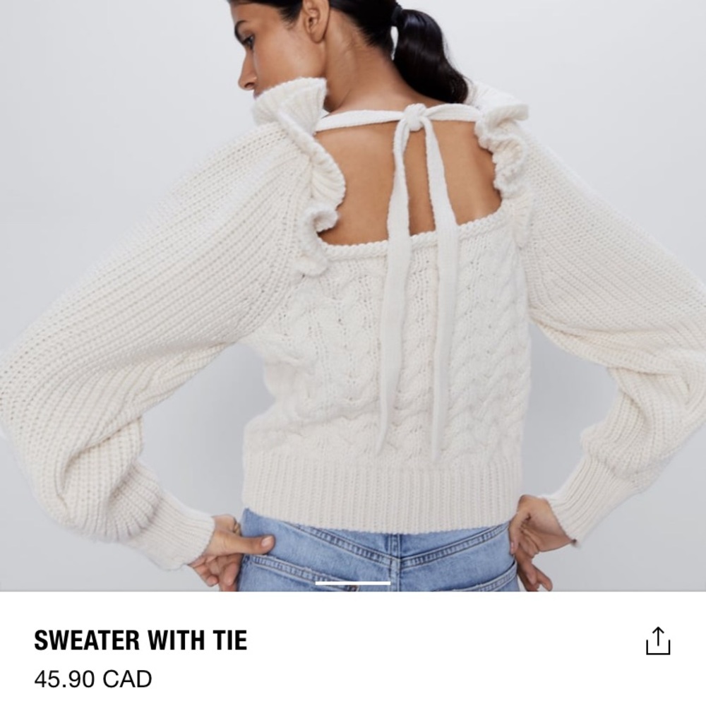 Zara Cream Sweater with Tie